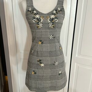 Zara rare dress gingham embroidered
